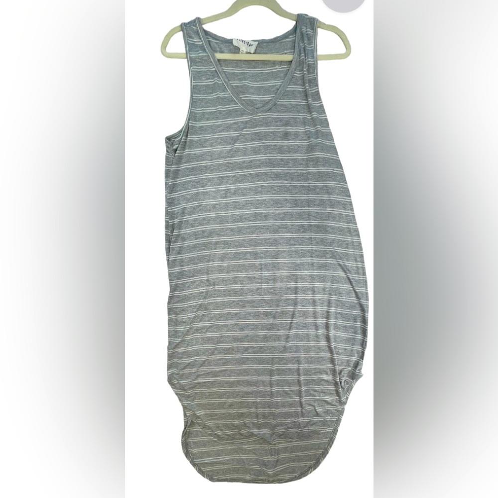 Olive & Oak Womens T Shirt Dress Gray Striped High Low Maxi Sleeveless